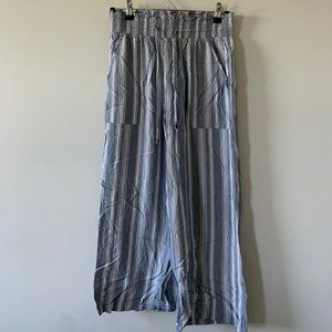 Blue and white stripped flowy pants